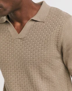 Jacamo Short Sleeve Textured Revere Knit Polo