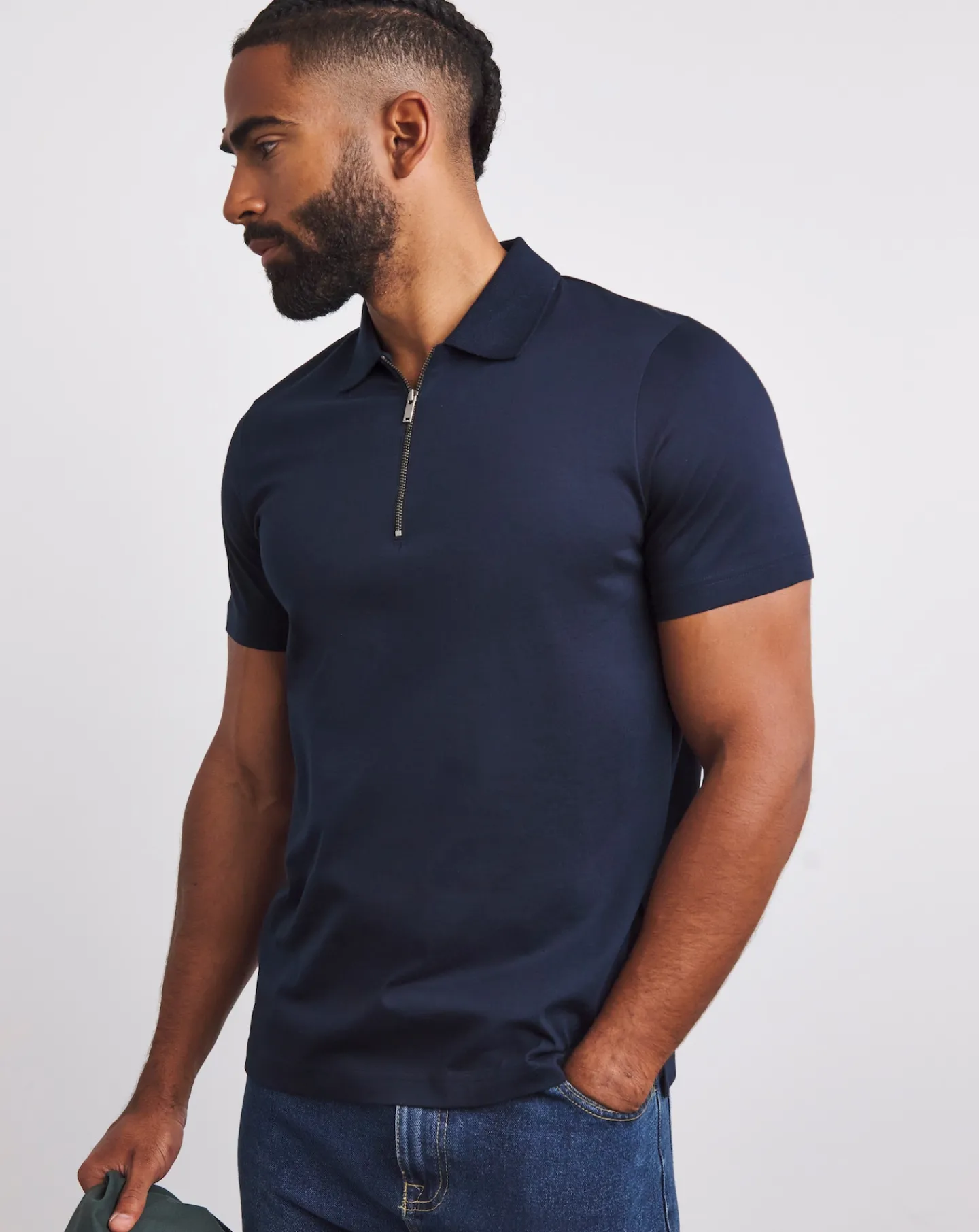 Jacamo Supima Zip Neck Polo