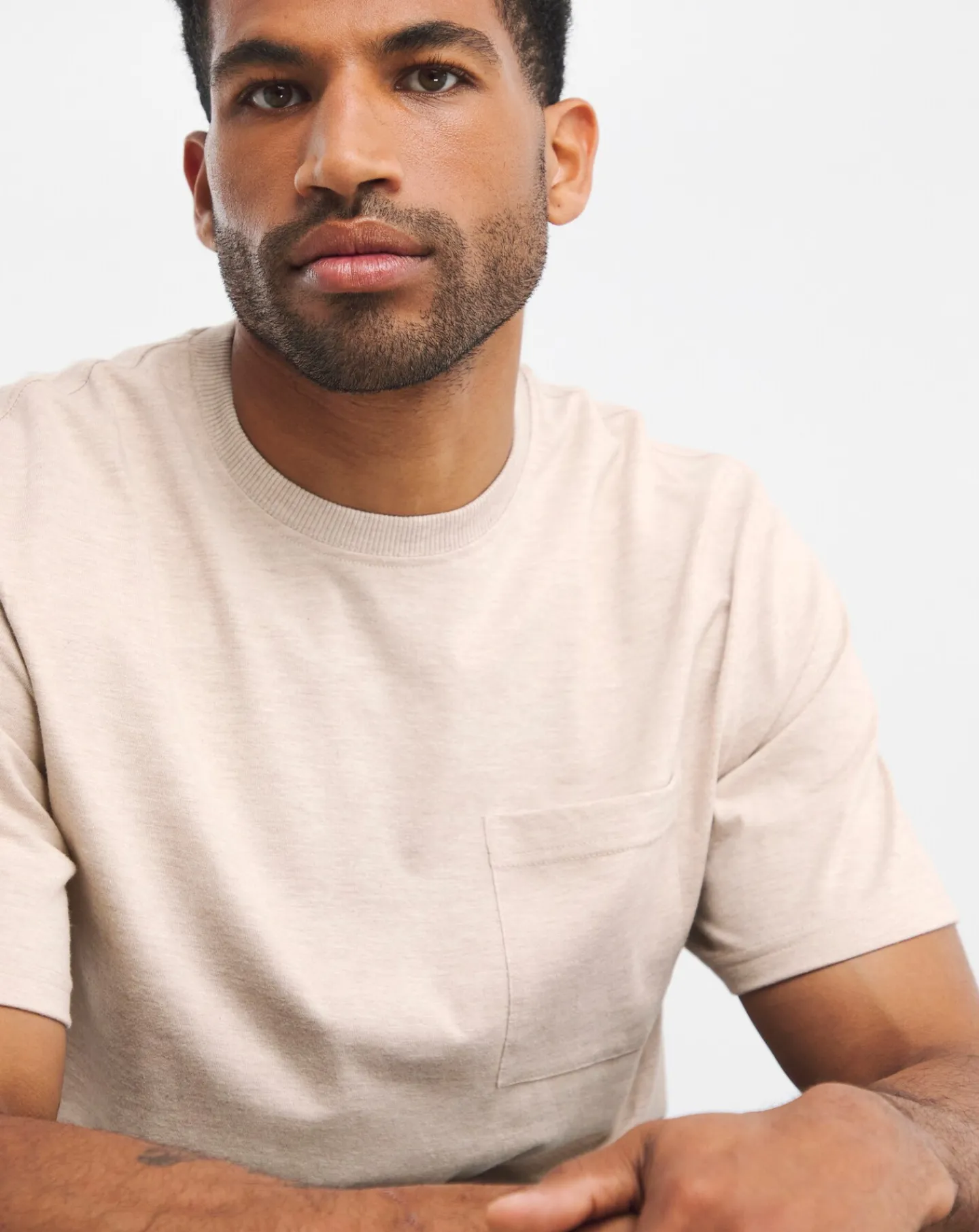 Jacamo Textured Marl Relaxed Fit Pocket T-Shirt Long