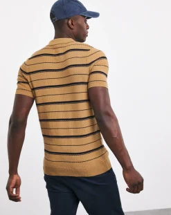 Jacamo Textured Stripe Knitted Polo