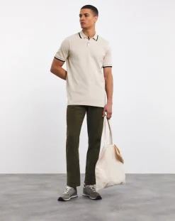 Jacamo Tipped Pique Polo Long