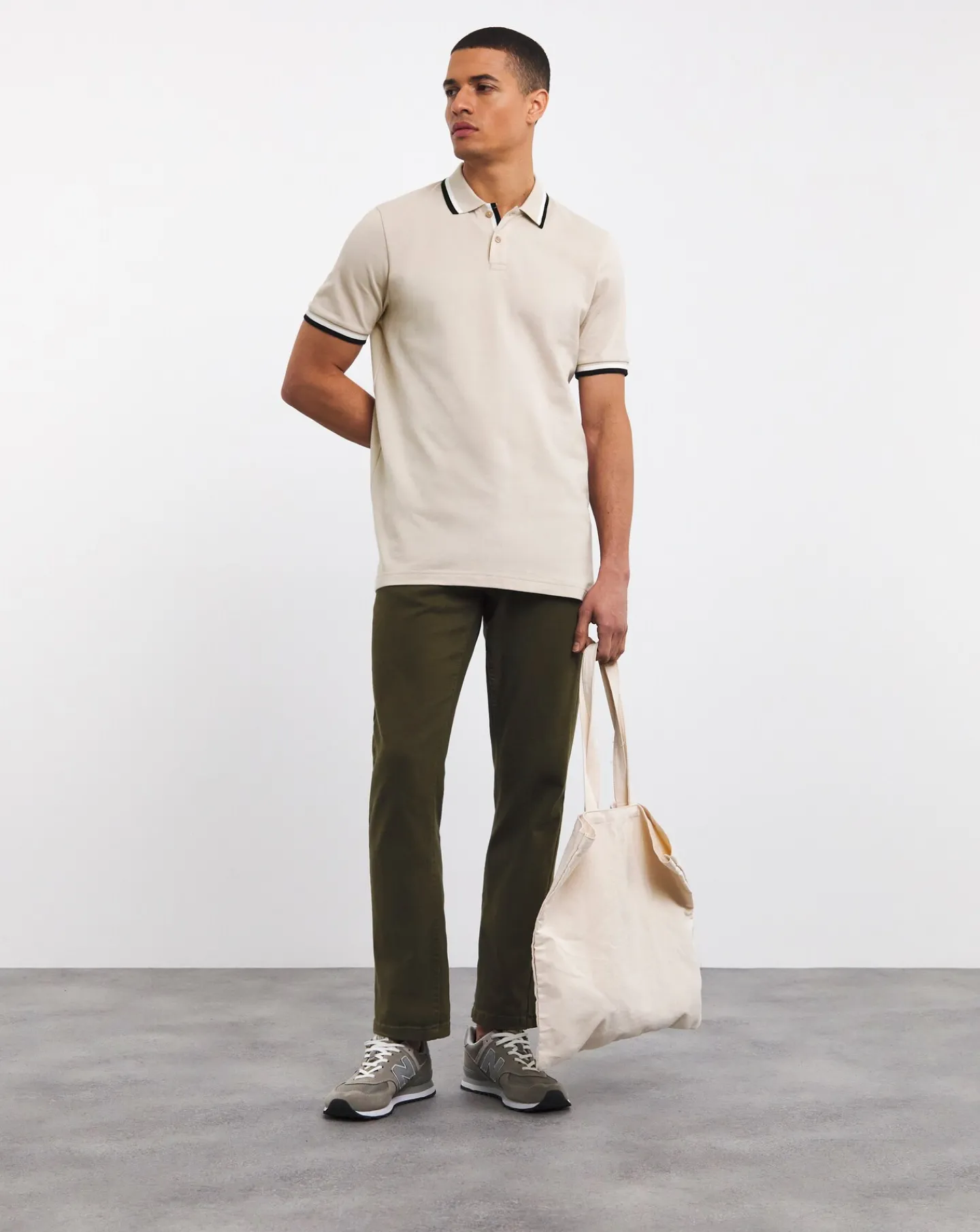 Jacamo Tipped Pique Polo Long