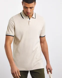 Jacamo Tipped Pique Polo Long