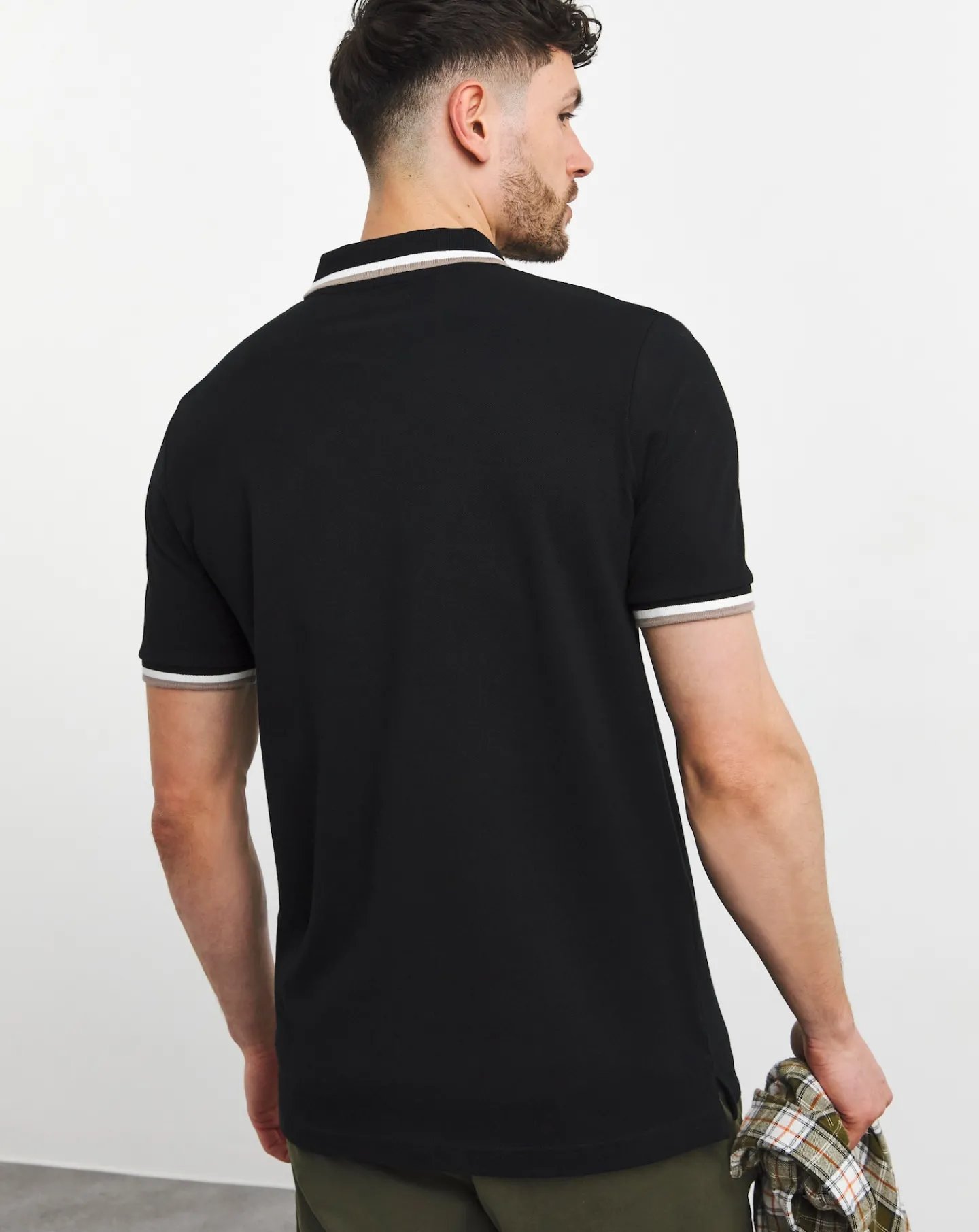 Jacamo Tipped Pique Polo Long