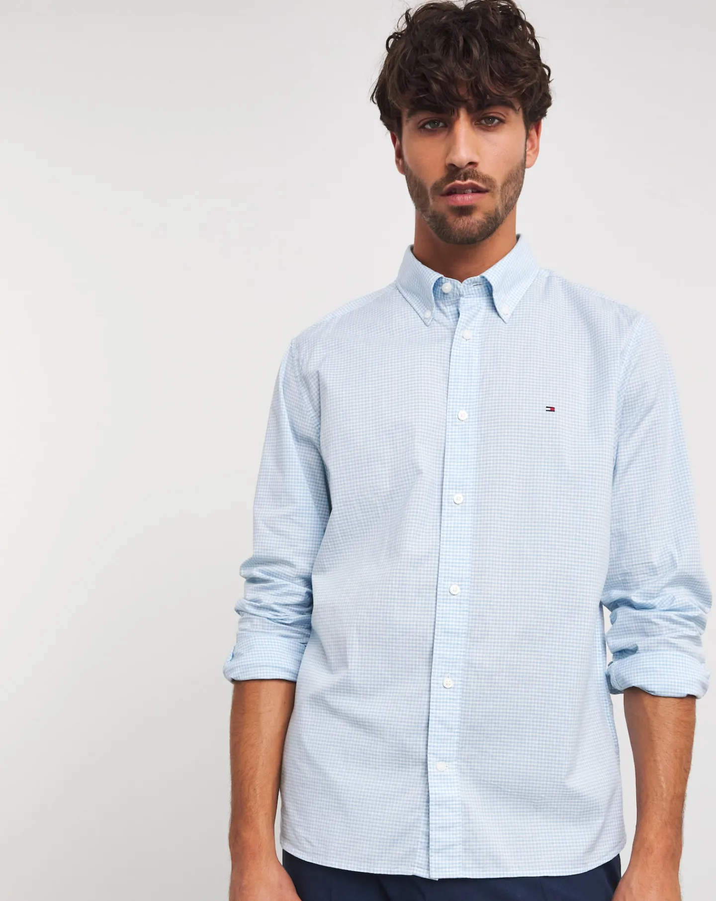 Tommy Hilfiger Blue Stripe Soft Flex Long Sleeve Shirt