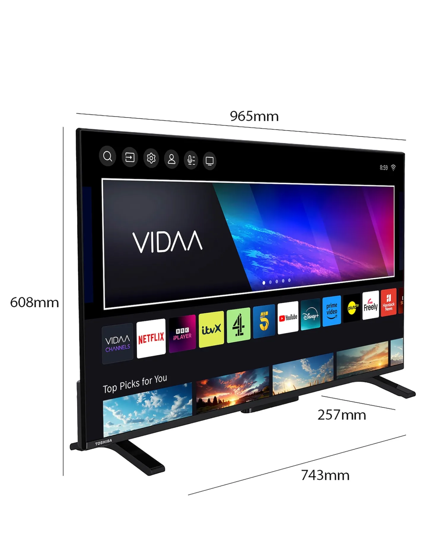 Toshiba 43UV2F53DBU 43in Smart TV 4K UHD HDR LCD Freely TV with Amazon Alexa