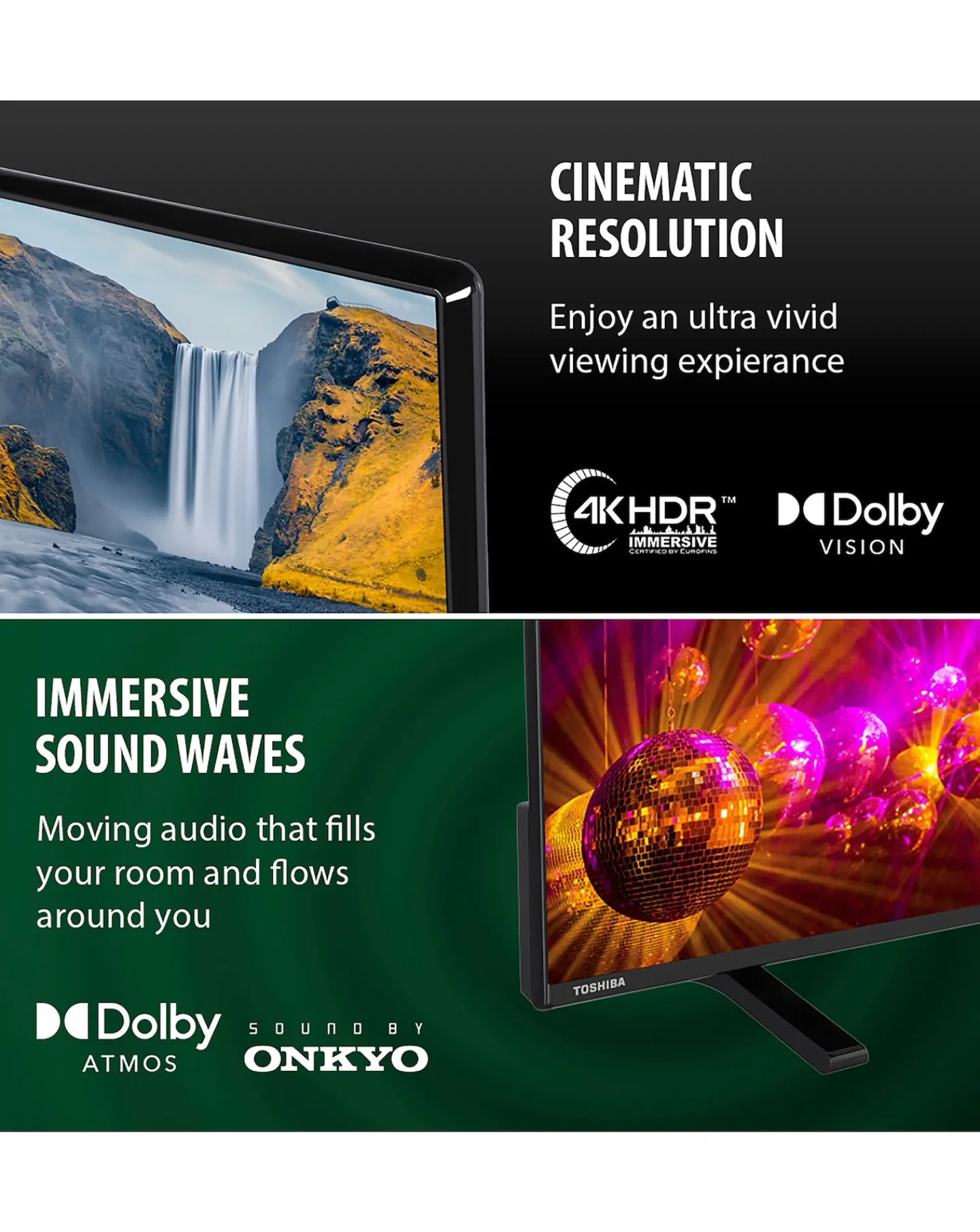 Toshiba 43UV2F53DBU 43in Smart TV 4K UHD HDR LCD Freely TV with Amazon Alexa