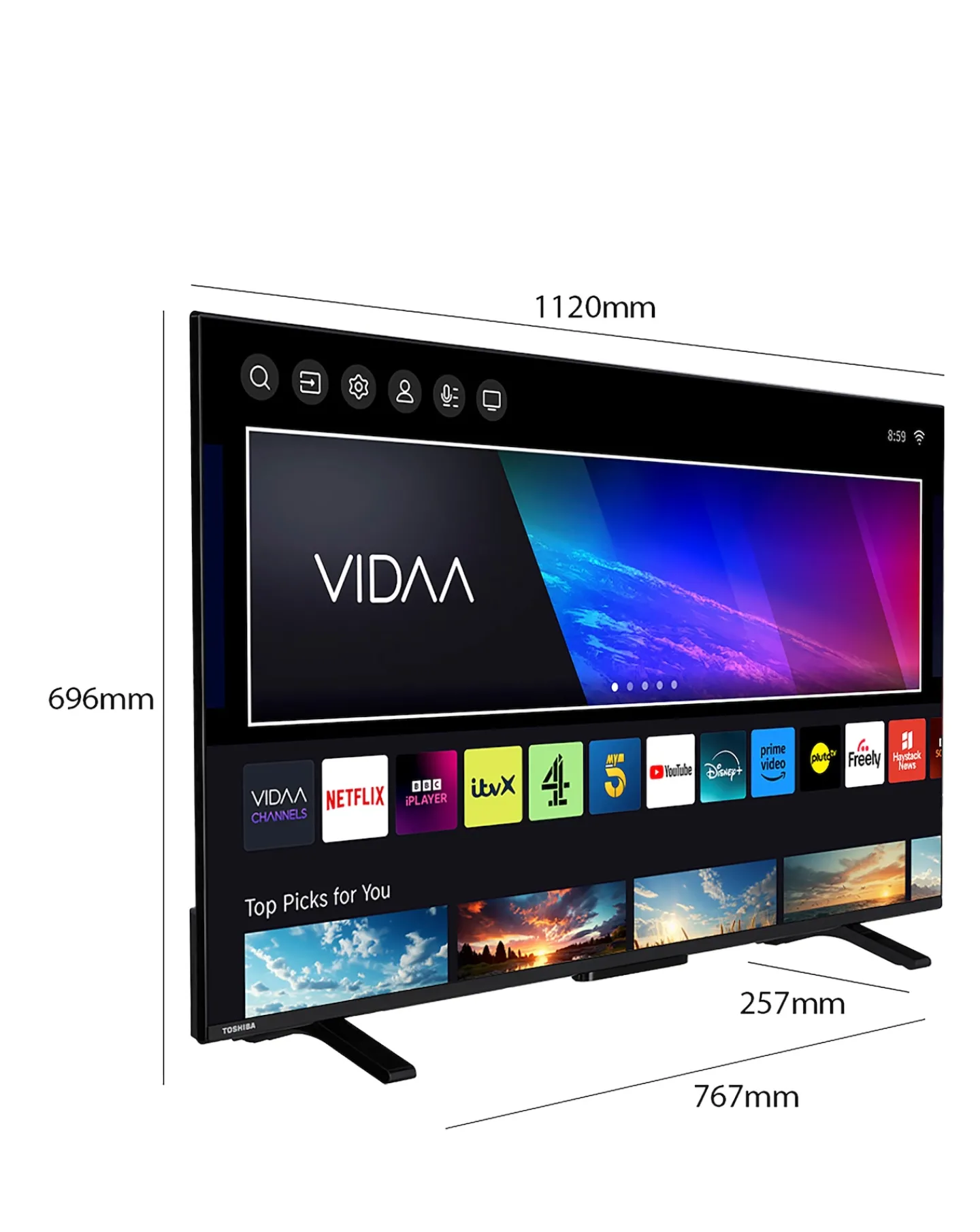 Toshiba 50UV2F53DBU 50in Smart TV 4K UHD HDR LCD Freely TV with Amazon Alexa
