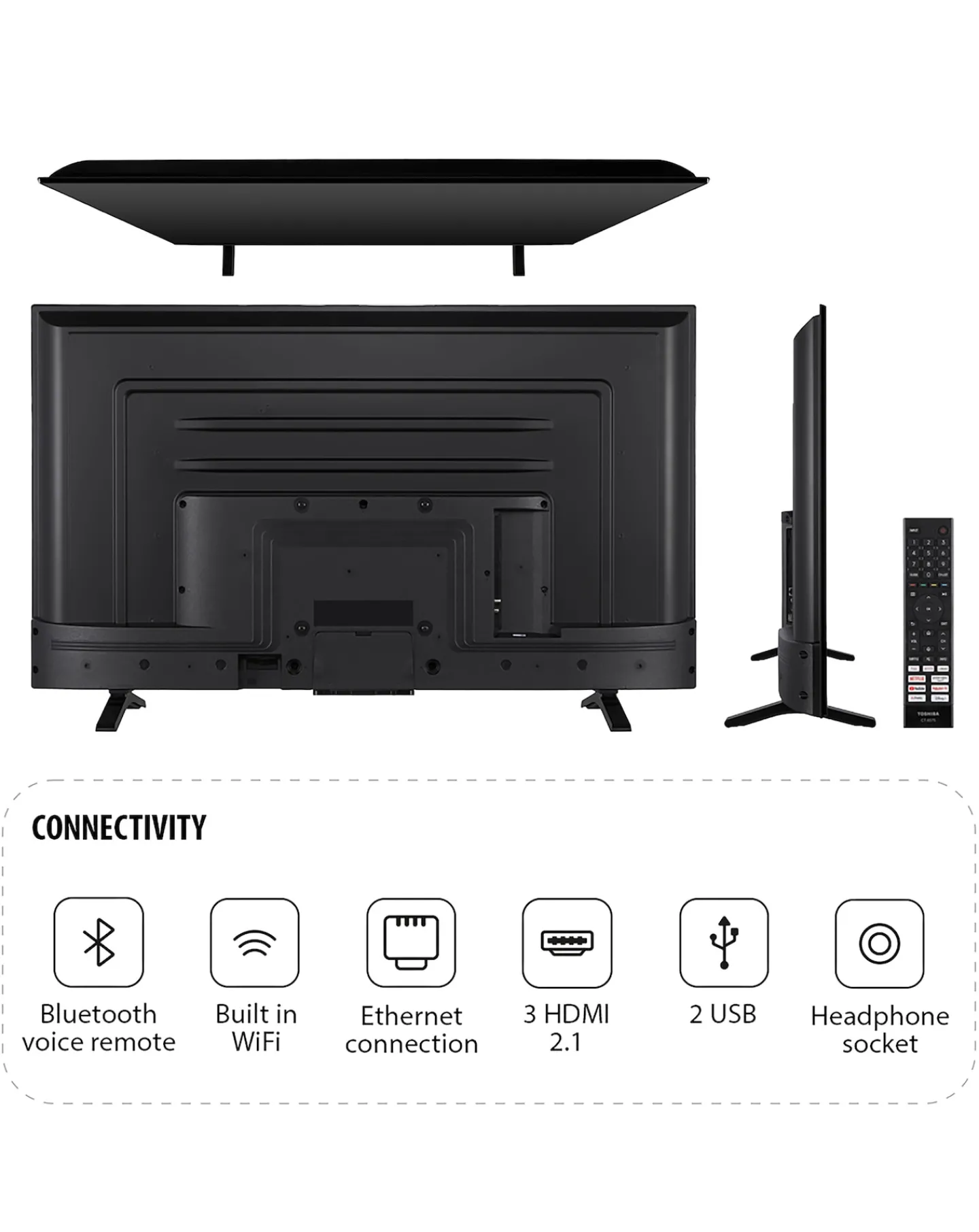 Toshiba 50UV2F53DBU 50in Smart TV 4K UHD HDR LCD Freely TV with Amazon Alexa