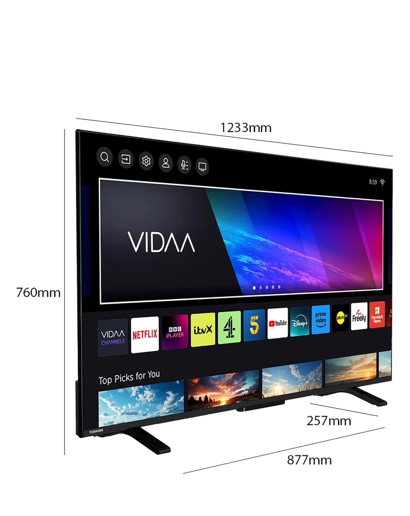 Toshiba 55UV2F53DBU 55in Smart TV 4K UHD HDR LCD Freely TV with Amazon Alexa