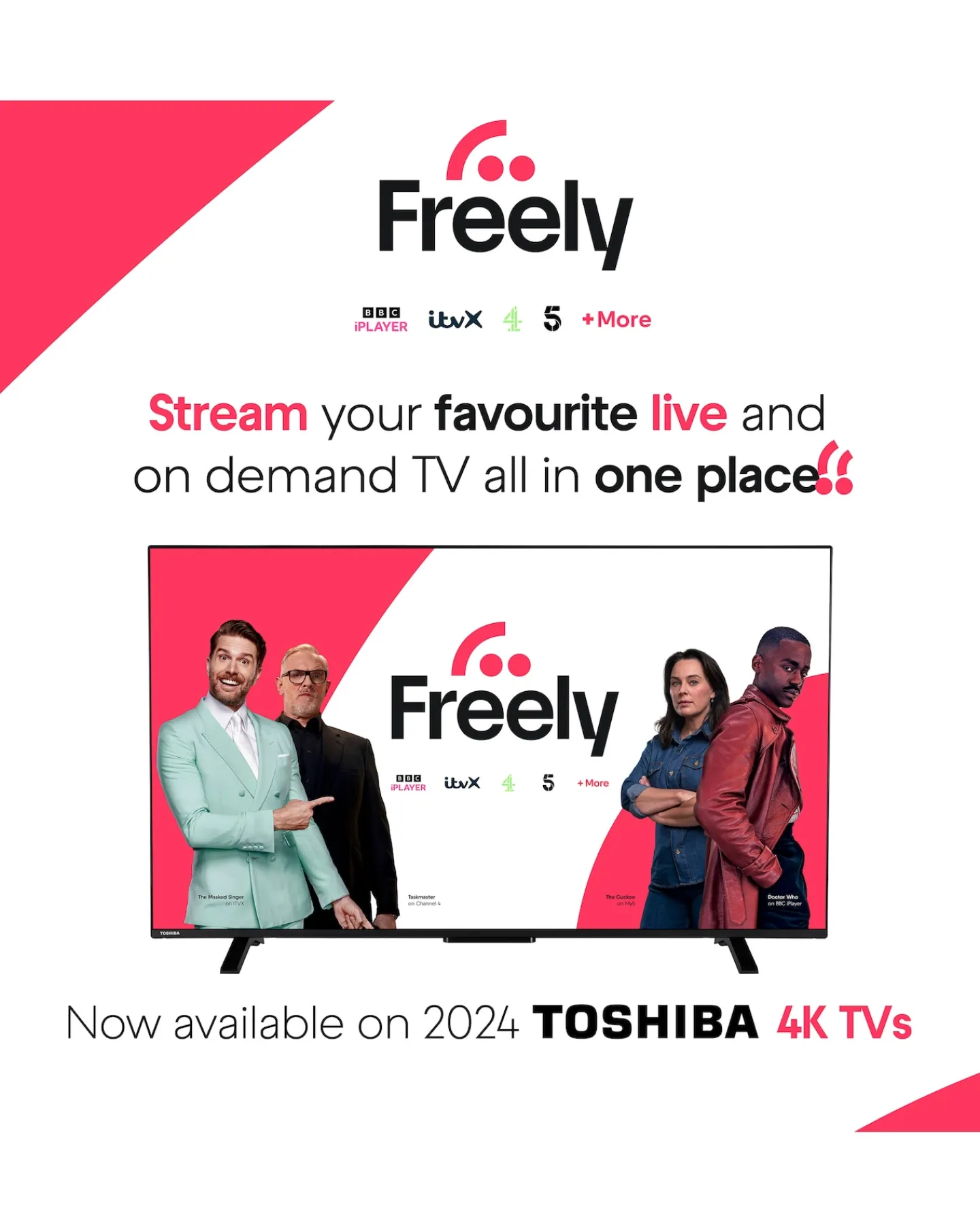 Toshiba 55UV2F53DBU 55in Smart TV 4K UHD HDR LCD Freely TV with Amazon Alexa
