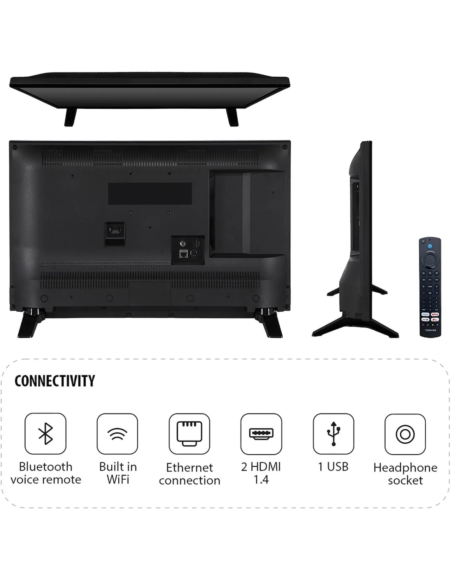 Toshiba 24WF2F53DB 24in Smart VIDAA HD Ready TV with VIDAA Voice
