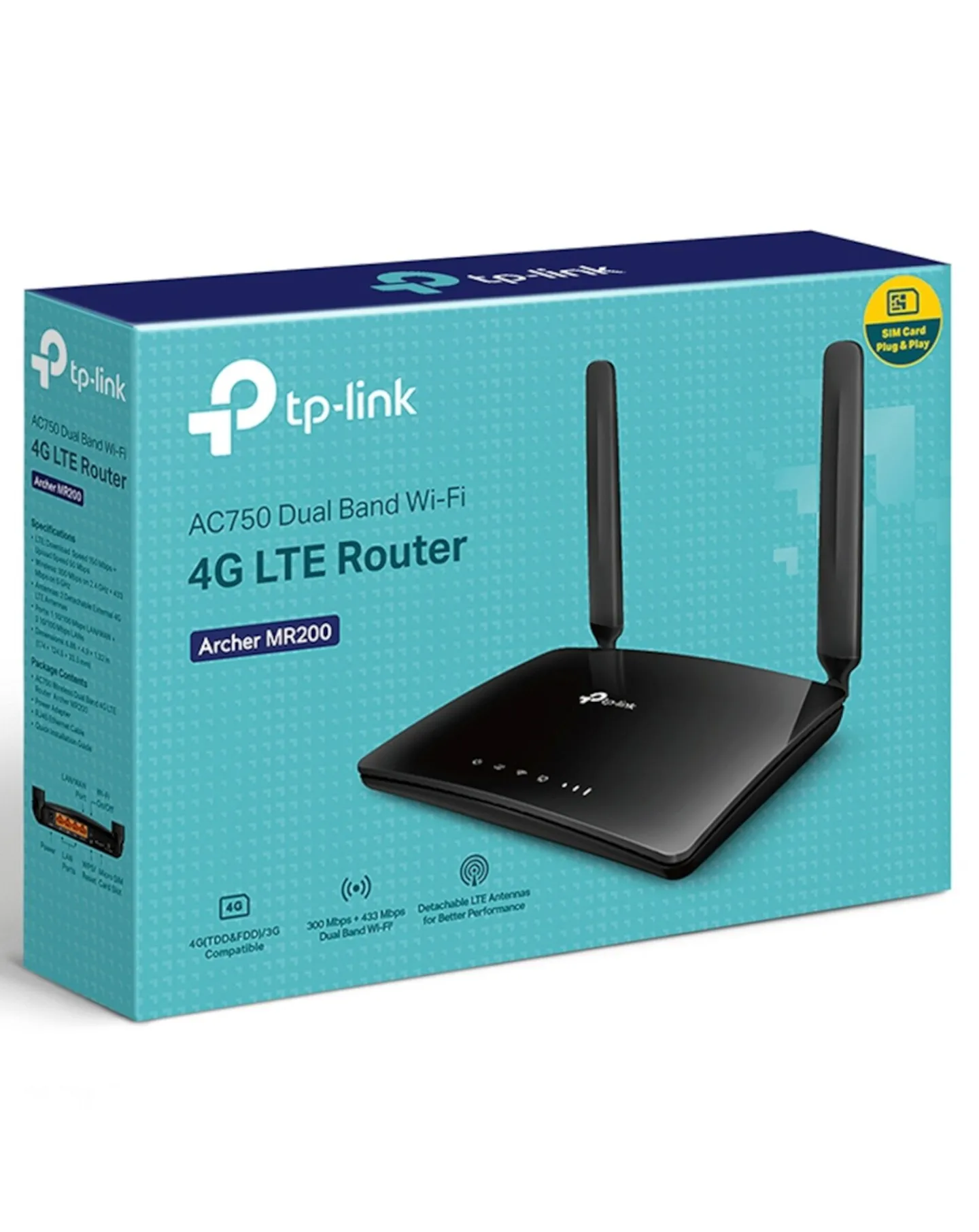 TP-Link MR200 AC750 Wireless Dual Band 4G LTE Router