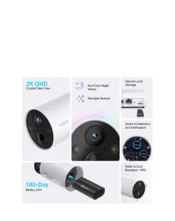 TP-Link Tapo C420S2 4MP Colour Night Vision Battery Powered Cameras + Hub x2
