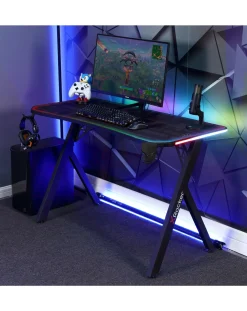 X Rocker Lumio Compact Gaming Desk with 3-Sided App-Controlled LED Lighting