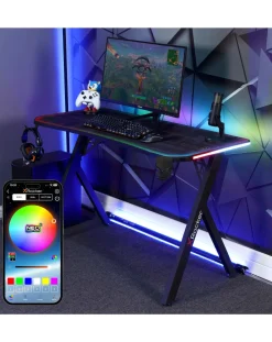 X Rocker Lumio Compact Gaming Desk with 3-Sided App-Controlled LED Lighting
